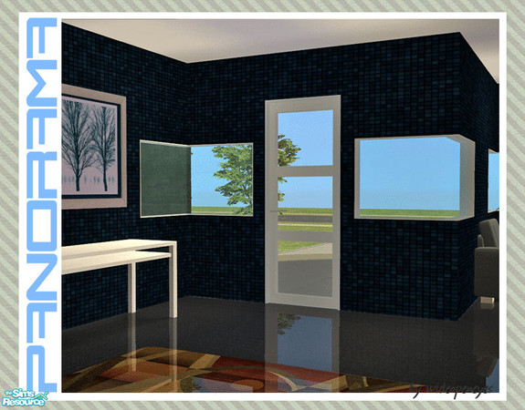 Sims 2 — Panorama Middle - Single Left Corner by wideopeneyes — This set of windows will create a row of windows along