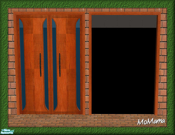 Sims 2 — NK Cherry Build Set - Matte Glass Front Door by MoMama — This door and arch in Cherry wood give style a new