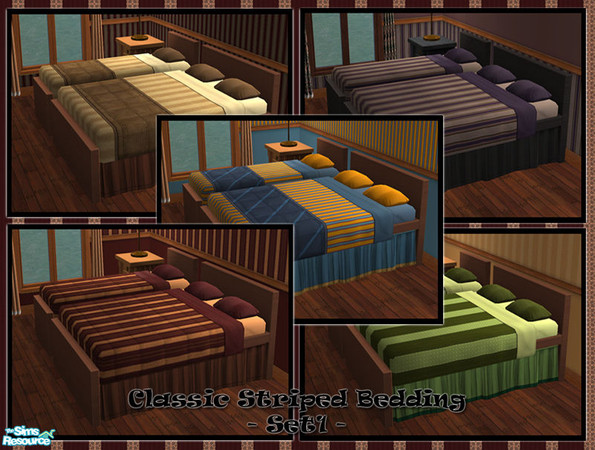 Sims 2 — Classic Striped Bedding - Set1 by Donnha — Colourful, but classic striped bedding!!