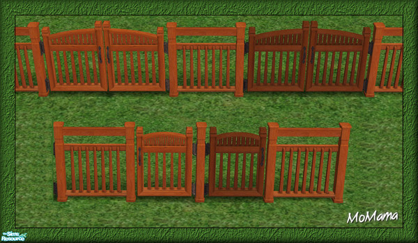 Sims 2 — NK Cherry Build Set - Long Branch Front Gate by MoMama — A front gate in a lovely Cherry wood.