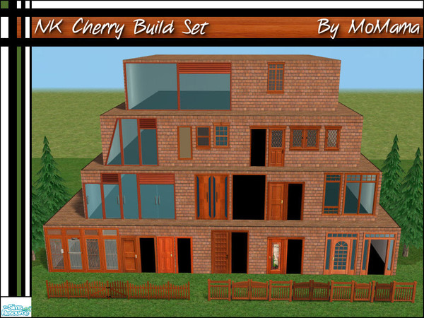Sims 2 — NK Cherry Build Set by MoMama — Haven\'t done a build set in a good while. Here is a set in Cherry wood for your