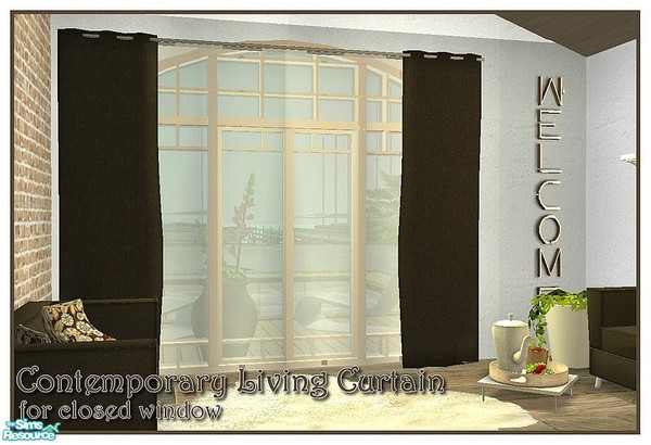 Sims 2 — Contemporary Living Curtain (Closed) by Angela — A new 4 tiled curtain for the closed version of the