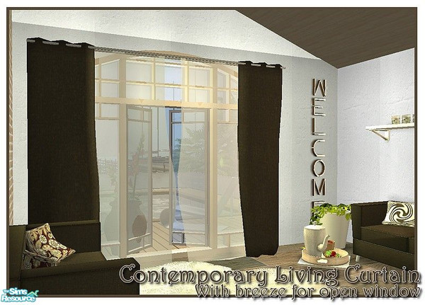 Sims 2 — Contemporary Living Curtain with Breeze by Angela — A new 4 tiled curtain to fit the contemporary Living window.