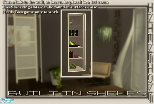 Sims 2 — Intensions Builtset Build-in Shelves by Angela — Here are my Intensions Buildset Addon, The Build-in Bookcase.