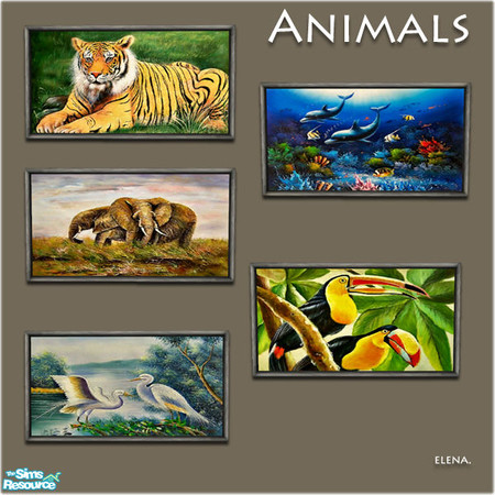 Sims 2 — Animals by Elena. — 5 recolors of the \"Suspense\" painting from Base Game. Enjoy!