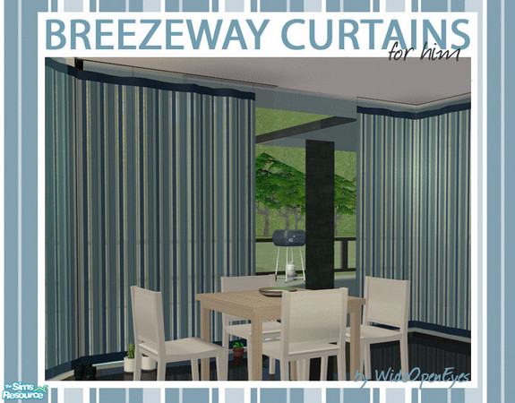 Sims 2 — Breezeway For Him - Blue by wideopeneyes — A set of recolors for the Breezeway Curtains that your bachelor Sims