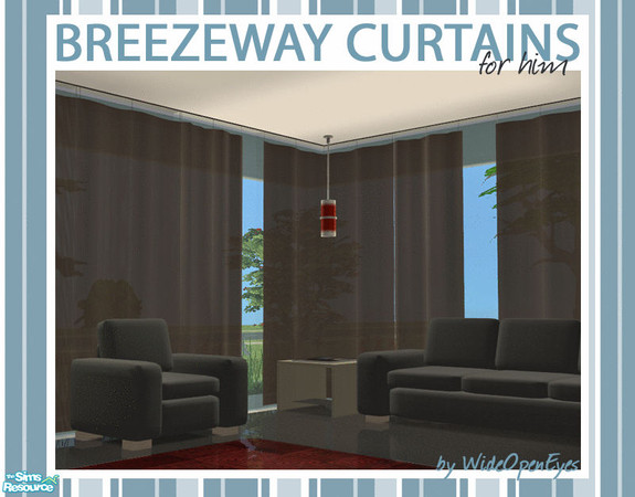Sims 2 — Breezeway For Him - Brown by wideopeneyes — A set of Breezeway Curtain recolors that your bachelor Sims can