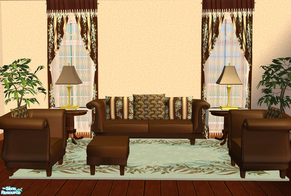 Sims 2 — Angle Livingroom Set by lisa9999 — A small livingroom set in brown and teal.