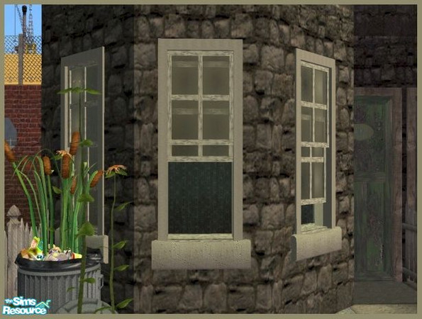 Sims 2 — Rowhouse Slum Open Window by Cyclonesue — A shabby window in light and dark frame colours. Ideal for run-down