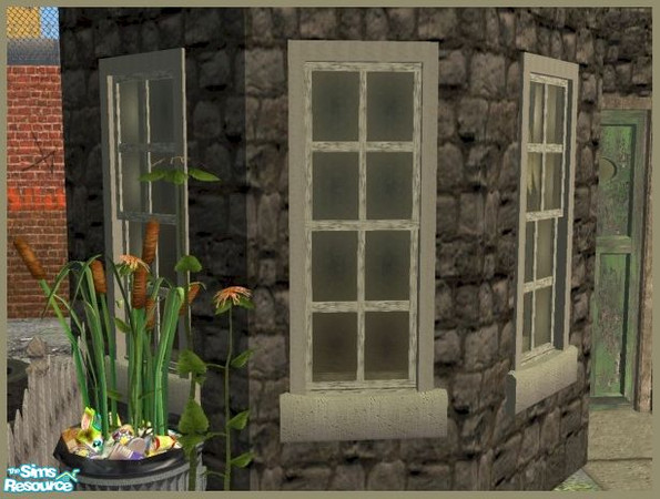Sims 2 — Rowhouse Slum Tall closed window by Cyclonesue — A shabby window in light and dark frame colours. Ideal for