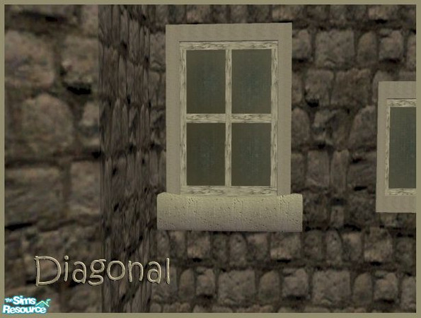 Sims 2 — Rowhouse Slum Small window - DIAGONAL by Cyclonesue — A shabby window in light and dark frame colours. Ideal for