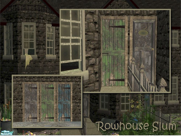 Sims 2 — Rowhouse Slum Yard Door by Cyclonesue — A shabby backyard door in light and dark frame colours. Ideal for