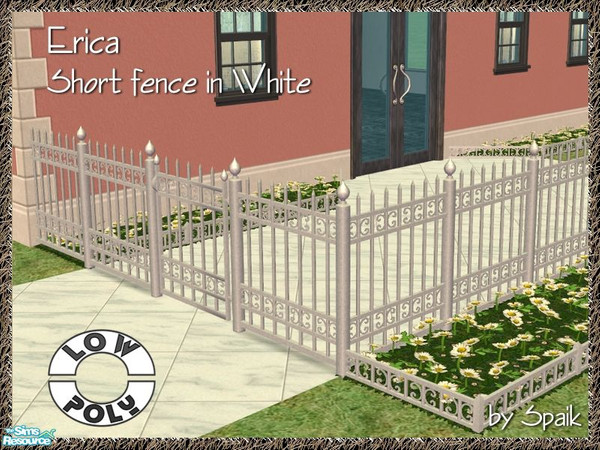 Sims 2 — Erica - Short Fence - White by Spaik — Fence in wrought iron, with curvy details. Look for the matching gates in
