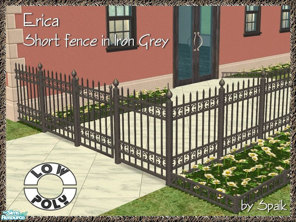 Sims 2 — Erica - Short Fence - Iron Grey by Spaik — Fence in wrought iron, with curvy details. Look for the matching