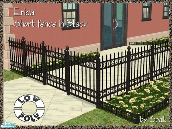 Sims 2 — Erica - Short Fence - Black by Spaik — Fence in wrought iron, with curvy details. Look for the matching gates in