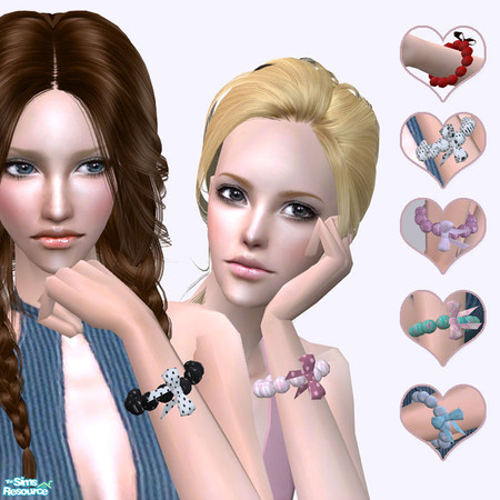 Sims 2 — Summertime - Bracelets  by simal10 — Colorful and cute bead bracelets with matching bows. Have fun!