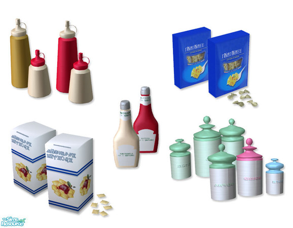 Sims 2 — Kitchen Essentials- Boxes and Bottles by simal10 — 7 meshes and lots of recolors to liven up your kitchen! Have