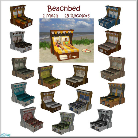 Sims 2 — Beachbed Texel by marilu — based of a Doublebed 1 Mesh 15 Recolors