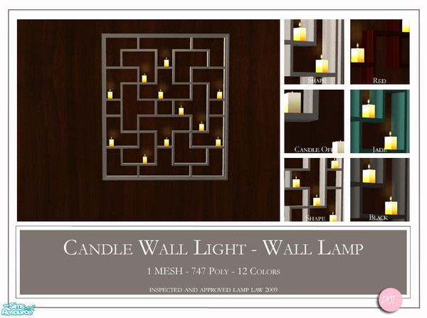 Sims 2 — Candle Wall Light by DOT — Candle Wall Light. 1 MESH Plus Recolors. Sims 2 by DOT of The Sims Resource. TSR