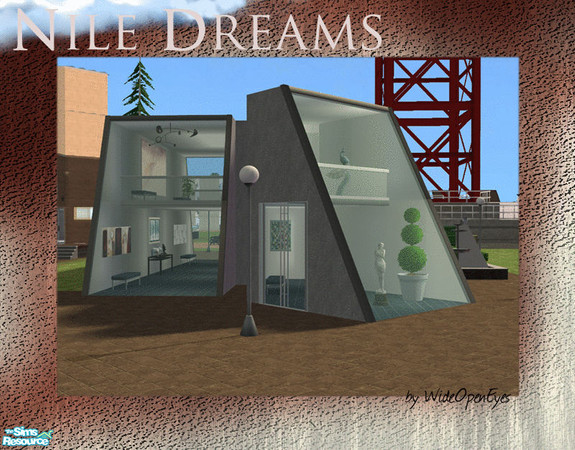 Sims 2 — Nile Dreams - Glass Diagonal by wideopeneyes — This is a set that will create a sloped window with both straight