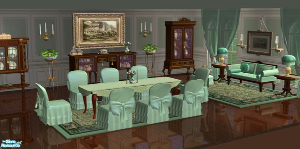 Sims 2 — Teal Dining by lisa9999 — Beautiful victorian furnishings recolored in teal.