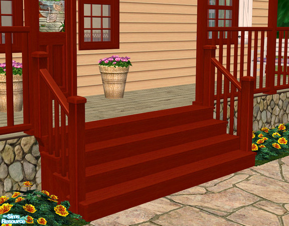 Sims 2 — Lakeside Modular Stairs - Red by Shakeshaft — Part of a New set of Modular Stairs to match the Lakeside Windows