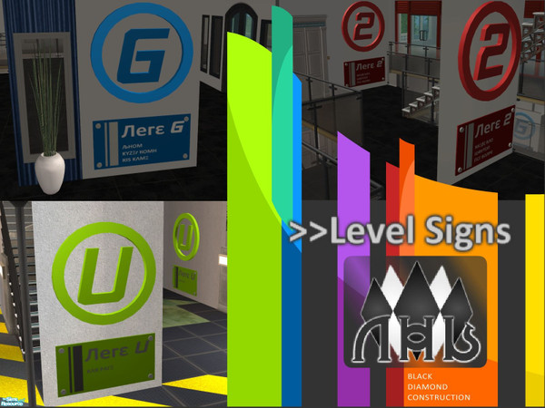 Sims 2 — Floor Level Wall Signs by flashmaster — Are your Sims disillusioned by how many sets of stairs they\'ve climbed?