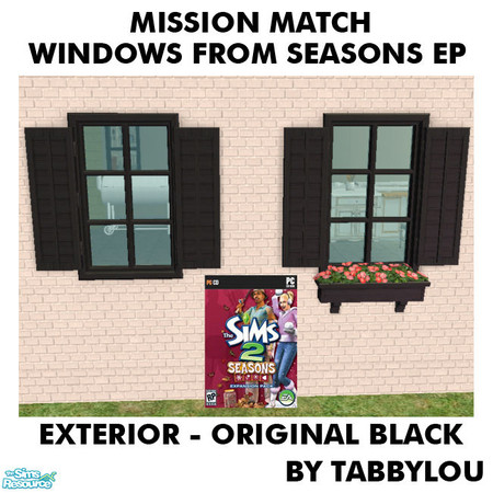 Sims 2 — TL - MM JustVisiting+TruthDividerWinFrameExt OrigBlackWd by TabbyLou — Maxis Original Black Wood Exterior Frame