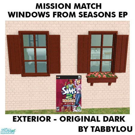 Sims 2 — TL - MM JustVisiting+TruthDividerWinFrameExt OrigDarkWd by TabbyLou — Maxis Original Dark Wood Exterior Frame