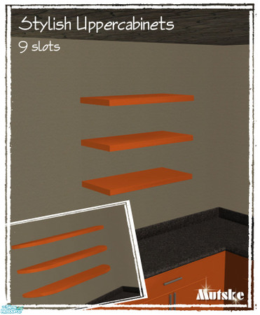 Sims 2 — Uppercabinet Stylish 03 by Mutske — New Mesh. Uppercabinet for the Stylish kitchen Counter. Has 9 slots. Use M