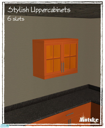 Sims 2 — Uppercabinet Stylish 02 by Mutske — New Mesh. Uppercabinet for the Stylish kitchen Counter. Has 6 slots. Use M