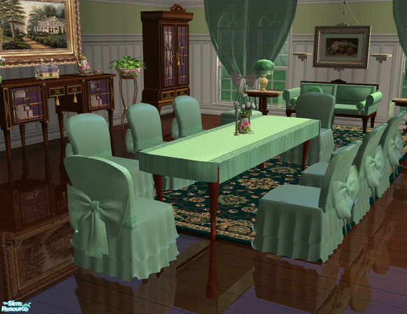 Sims 2 — Huntergreen Dining by lisa9999 — A dining room in different shades of huntersgreen.