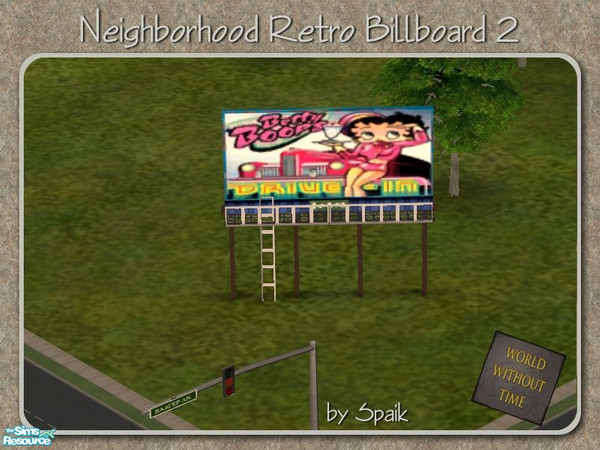 Sims 2 — NH Retro Billboard 2 by Spaik — A billboard to decorate your neighbourhood in retro style. Low poly. Made for