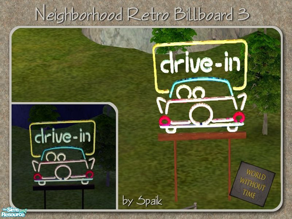 Sims 2 — NH Retro Billboard 3 by Spaik — A billboard that glows at night, to decorate your neighbourhood in retro style.