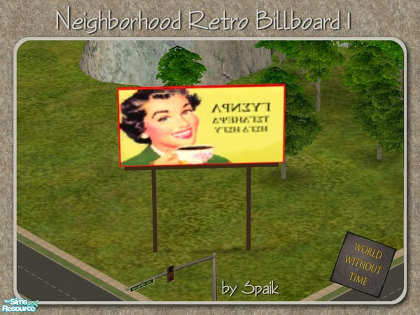 Sims 2 — NH Retro Billboard 1 by Spaik — A billboard to decorate your neighbourhood in retro style. Low poly. Made for