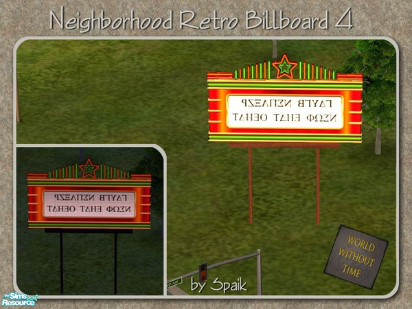 Sims 2 — NH Retro Billboard 4 by Spaik — A billboard that glows at night, to decorate your neighbourhood in retro style.