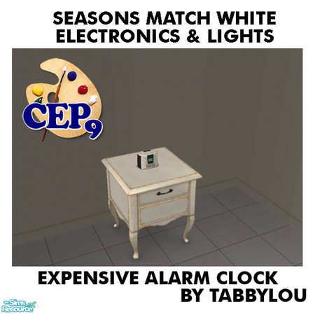 Sims 2 — TL - SM White Electronics+Lights AlarmClock by TabbyLou — CyberChronometer Alarm Clock Recolor of Electronics