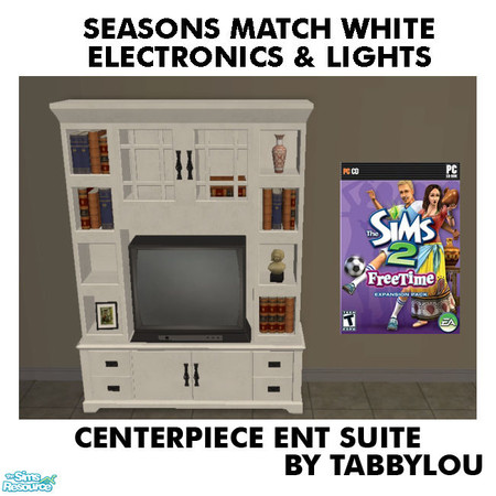 Sims 2 — TL - SM White Electronics+Lights CenterpieceEntSuite by TabbyLou — Centerpiece Entertainment Suite Recolor of