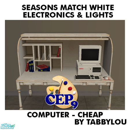 Sims 2 — TL - SM White Electronics+Lights ComputerCheap by TabbyLou — Moneywell Computer (Cheap) Recolor of Electronics