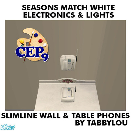 Sims 2 — TL - SM White Electronics+Lights SlimLinePhones by TabbyLou — Slim Line Phones (Wall & Table Top) Recolor of