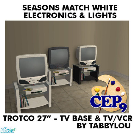 Sims 2 — TL - SM White Electronics+Lights TrotcoTV+Stand by TabbyLou — Trottco 27\' MultiVid IV Television (TV &