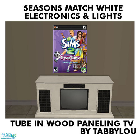 Sims 2 — TL - SM White Electronics+Lights TubeInWdPanelTV by TabbyLou — The Tube in Wood-Paneling TV Recolor of
