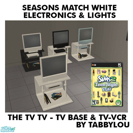 Sims 2 — TL - SM White Electronics+Lights TeenTVTV+Stand by TabbyLou — The Television Television Teen (TV & Stand)
