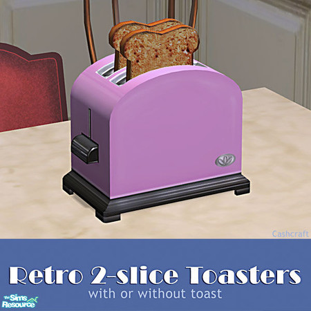 Sims 2 — Retro 2-Slice Toasters - Pink Recol by Cashcraft — A retro toaster (with or without toast) in 6 classic colors.