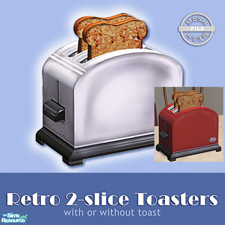 Sims 2 — Retro 2-Slice Toasters -  Mesh and Red Recol by Cashcraft — A retro toaster (with or without toast) in 6 classic