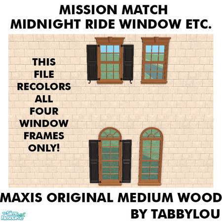 Sims 2 — TL - MM MidnightRideWindowEtcFrame OrigMediumWd by TabbyLou — Maxis Original Medium Wood Recolor of the FRAMES