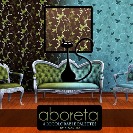 Sims 3 — Aboreta [Pattern] by Sinastra — This pattern has 4 recolorable palettes. It features a floral/vine design. 