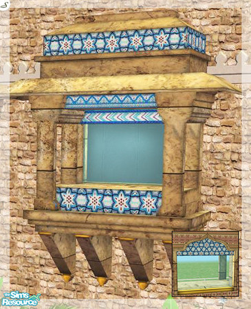 Sims 2 — The Haveli Window - rec1 (blue) by senemm — A traditional indian window with detailed textures - The set
