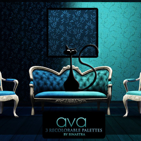 Sims 3 — Ava [Pattern] by Sinastra — This pattern features a vine with flowers design. It has 3 Recolorable palettes.