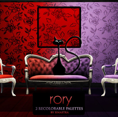 Sims 3 — Rory [Pattern] by Sinastra — This pattern has 2 recolorable palettes. It features a floral design.